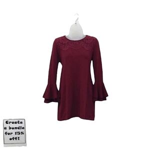 WHBM A-Line Micro Mini Dress Lace Accent Flare Bell Trumpet Sleeve Cocktail Y2K